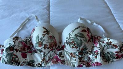 Brand New Floral Underwire Padded Bra  Ivory Cream Adjustabl - Thumbnail 3