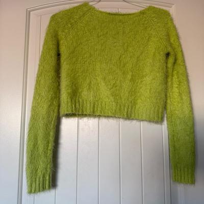 Bratz Inspired Lime Green Fuzzy Cropped Sweater  Y2K Mohair - Thumbnail 5