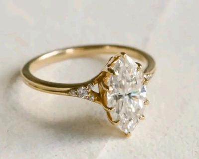 14k Gold Plated with white synthetic Ring sizes 2 3 4 5 6 7