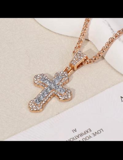 zircon embedded cross pendant chains - Thumbnail 4