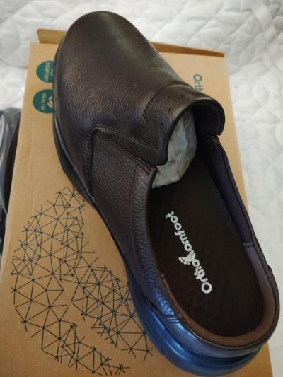 Orthopedic Men's slip on shoes Size 9 Brown - Thumbnail 2