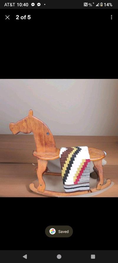 Vintage Wooden Oak Rocking Horse - Thumbnail 2