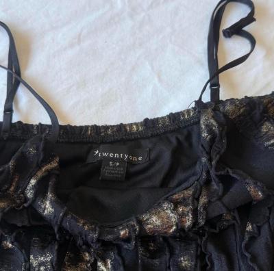 FOREVER 21 Twenty One Black  Gold Ruffled Mini Dress  Sheer - Thumbnail 6