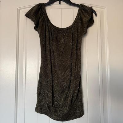 Size Small Gold Shimmer OffShoulder Tunic Top  Blouson Party - Thumbnail 6