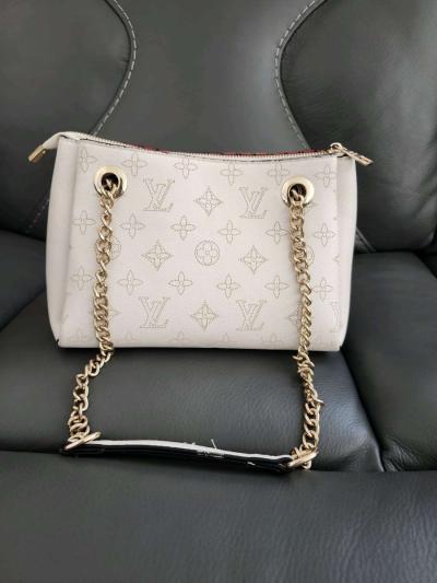 White Perforated Chain Shoulder Bag  Gold Hardware  New - Thumbnail 2