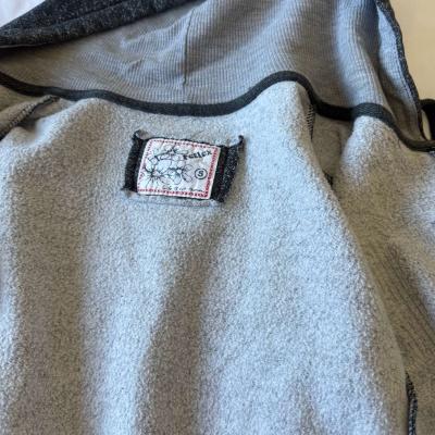 Womens Charcoal ZipUp Hoodie with Gold Sequin LOVE Graphic - Thumbnail 4