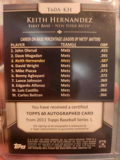 2011 Topps Series 1 Keith Hernandez - Thumbnail 2