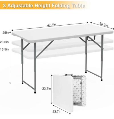 Folding Picnic Table 4Foot Adjustable Height 4FT Plastic Tab - Thumbnail 3