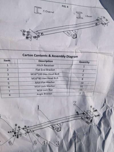 universal RV towing hitch with bolts and washers - Thumbnail 5