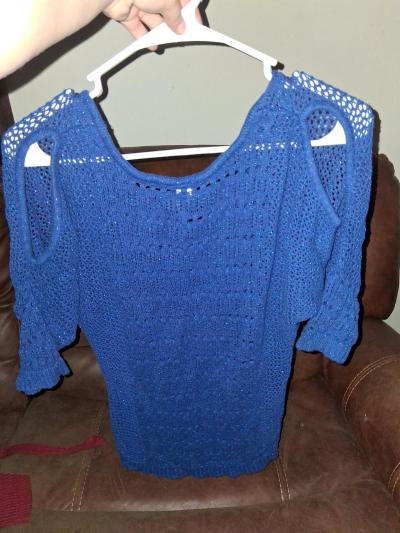 womens studio y blue sparkly long sleeve shirt - Thumbnail 2