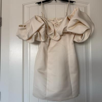Elegant Cream Vanilla PuffSleeve OffShoulder Mini Dress