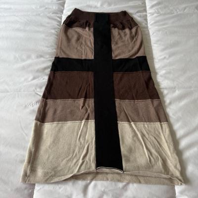 Nikibiki Colorblock Knit Midi Skirt  Brown Neutral Stripe St - Thumbnail 2