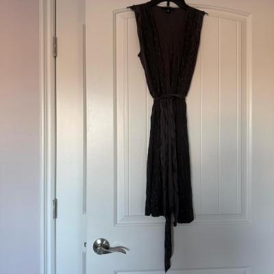 Banana Republic 70 Silk Sleeveless Long Duster Vest  Charcoa - Thumbnail 4