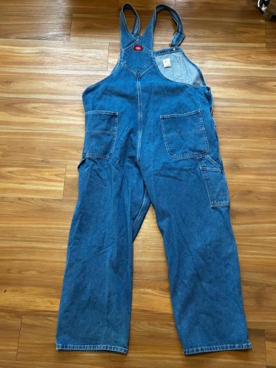 Dickies Mens Denim Bib Overalls Blue Workwear Cotton Size 38