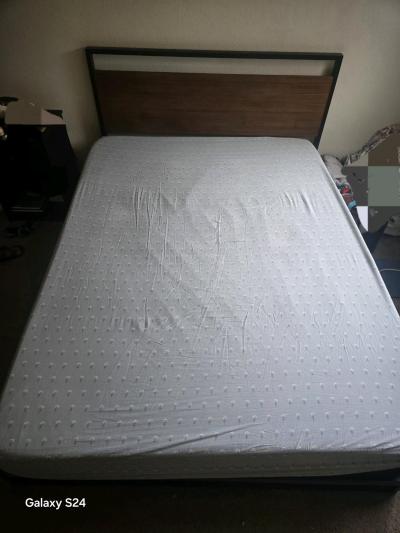 Queen Bed Frame mattress and end table - Thumbnail 3