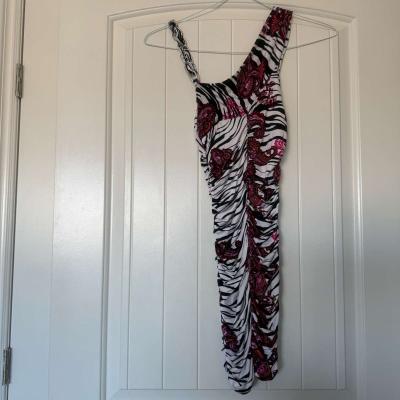 Brand New OneShoulder Ruched Bodycon Dress with Chain Strap - Thumbnail 4