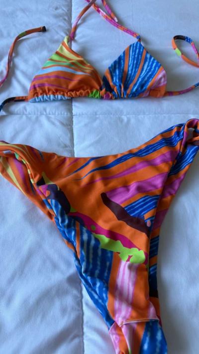 Vibrant Abstract Multicolor Triangle Bikini Set  Padded Top - Thumbnail 2