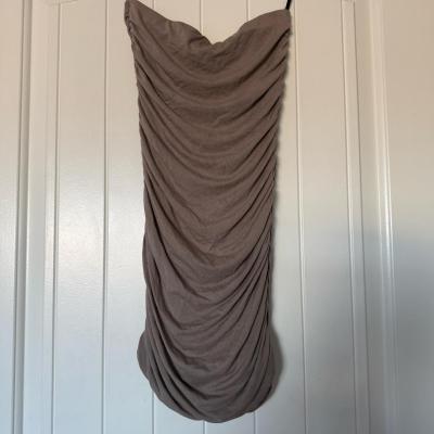 Forever 21 Taupe Strapless Ruched Bodycon Midi Dress  Size S