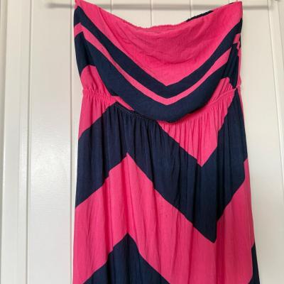 Bold Pink  Navy Chevron Strapless Maxi DressSize Small Eyeca - Thumbnail 2