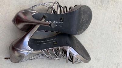 Chinese Laundry Metallic Strappy Stiletto Heels  Back Zip  W - Thumbnail 4