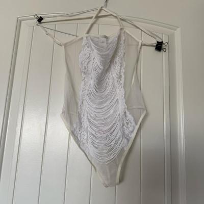 Brand New Sheer Lace  Mesh Teddy  Romantic Draped Front Deta - Thumbnail 5