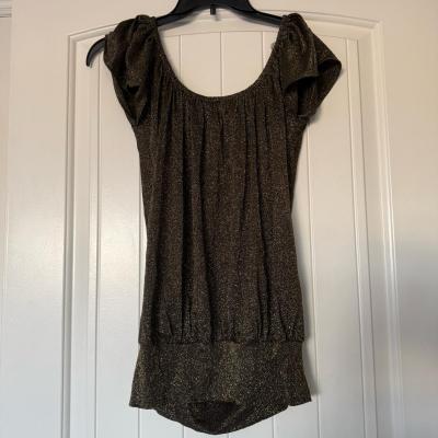 Size Small Gold Shimmer OffShoulder Tunic Top  Blouson Party - Thumbnail 2