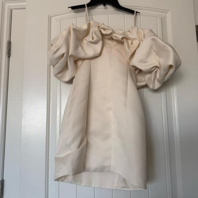 Elegant Cream Vanilla PuffSleeve OffShoulder Mini Dress - Thumbnail 6