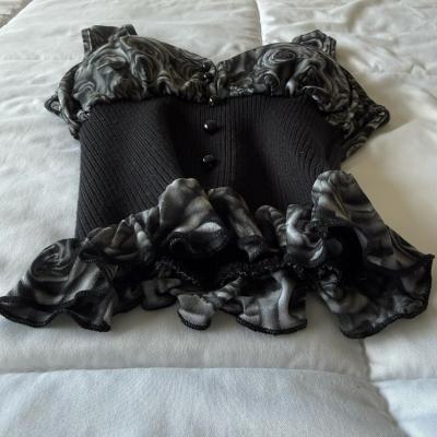 Gothic Rose LaceTrim CorsetStyle Top  Romantic Grunge  Y2K - Thumbnail 4