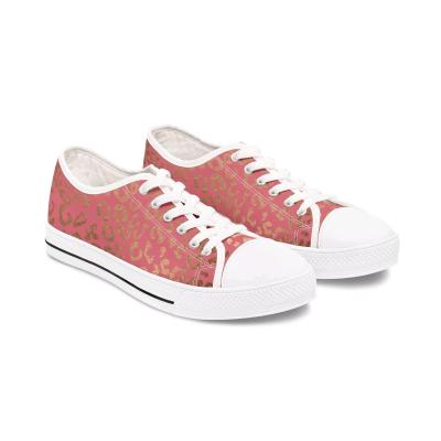 Pink Leopard Print Low Top Sneakers  Womens Fashion Casual C - Thumbnail 1