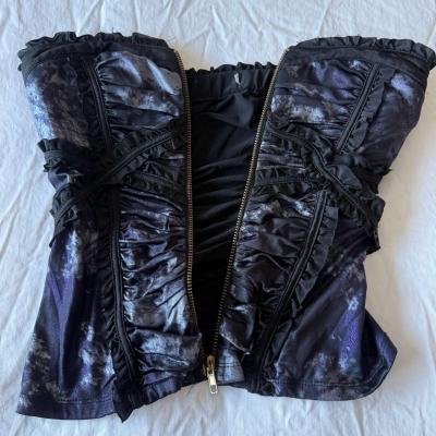 Strapless Gothic Corset Bustier Top  Padded Bra Front Zip R - Thumbnail 4