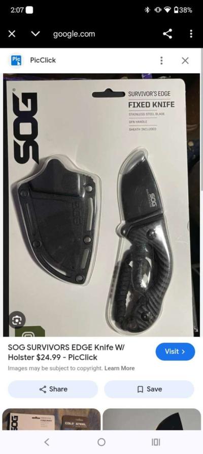 GOS tactical survivors EDC full tang fixed blade with sheath - Thumbnail 3