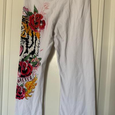 Brand New Y2K TattooInspired White Flare Pants  Rhinestone - Thumbnail 3