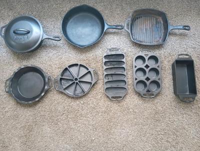 6 piece cast iron lodge brand set  2 cast iron skillets - Conroe, Texas
