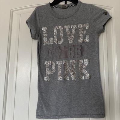Y2K PINK Victorias Secret LOVE 86 Glitter Baby Tee XS - Thumbnail 4