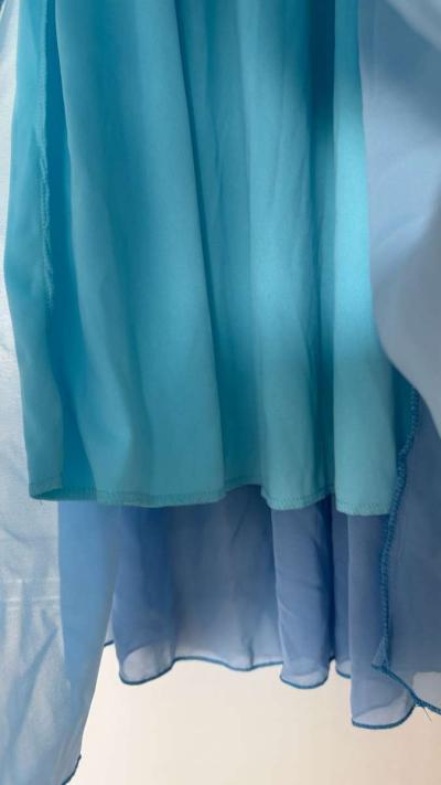 Blue Ombr Chiffon Sundress with Smocked Waist Adjustable Str - Thumbnail 4