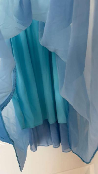 Blue Ombr Chiffon Sundress with Smocked Waist Adjustable Str - Thumbnail 3