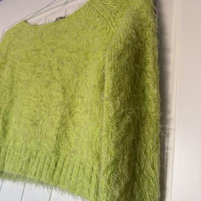 Bratz Inspired Lime Green Fuzzy Cropped Sweater  Y2K Mohair - Thumbnail 2