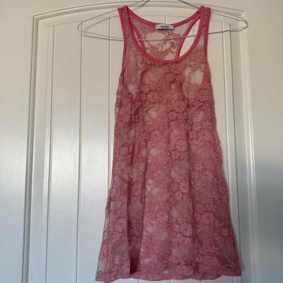 Sheer Dusty Rose Lace Racerback Tank Top  Romantic Boho