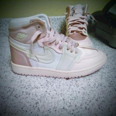 Womens Jordan 1s high pink oxford