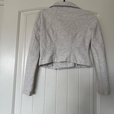 Forever 21 100 Cotton Light Heather Gray MotoStyle Zip Jacke - Thumbnail 6