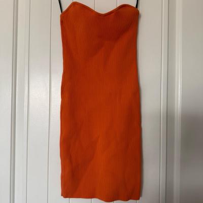 Forever 21 Ribbed Bodycon Midi Strapless Dress  Burnt Orang - Thumbnail 2
