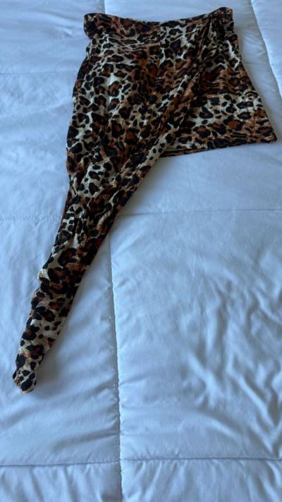 Brand New Windsor Leopard Print Asymmetrical Ruched Midi Ski - Thumbnail 5