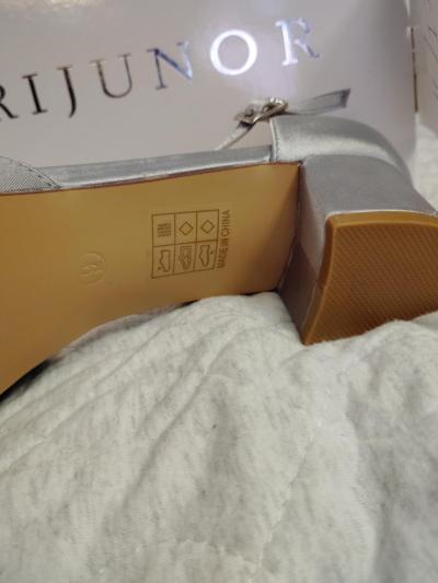 ERIJUNOR E0079 Bow Shoes Comfortable Chunky Low Heels Wedding Satin Shoes Silver Size 9 - Thumbnail 5