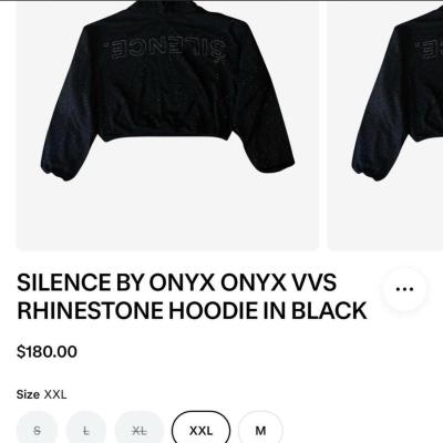silence by onyx onyx vvs rhinestone hoodie in black - Thumbnail 6