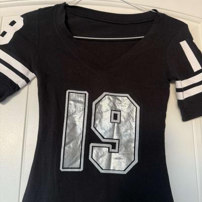 Black Athletic Jersey TShirt  Varsity 19 Graphic  Brand New - Thumbnail 2