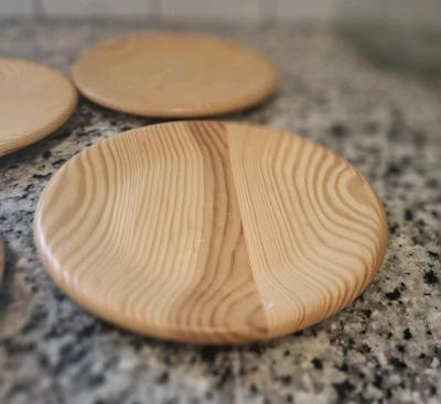Rare  Sanbergs Nora Stad Sweden 4 Wooden Pine Plates - Thumbnail 5