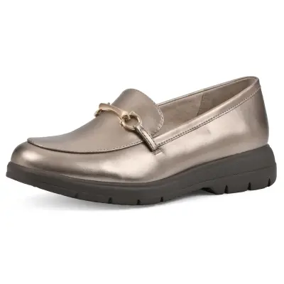 CLIFFS BY WHITE MOUNTAIN Women's Flow Cushioned Lug Sole Loafer Flat, Old Gold/Metallic Size  11 M - Thumbnail 2