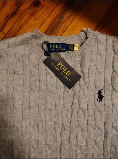 Polo Ralph Lauren Cable Knit Sweater Gray Size L - Thumbnail 2