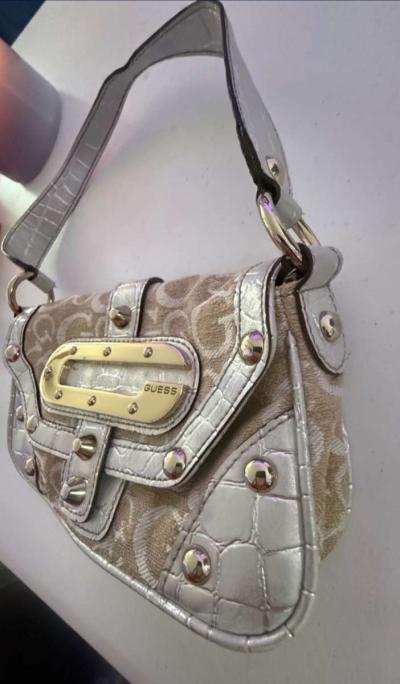 AUTHENTIC Vintage Y2K Guess Mini Shoulder Bag  Silver Studde - Thumbnail 2