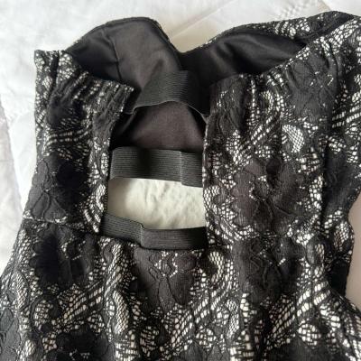 Love Culture Black Lace Strapless Padded Corset Peplum Top - Thumbnail 5